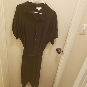 Black Button down Silk like Dress